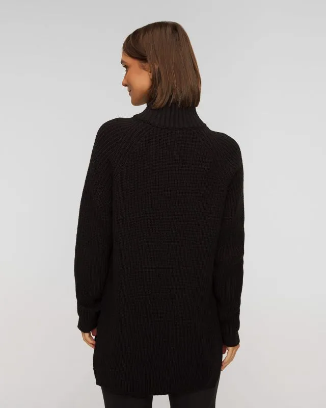 Maglione nero a collo alto in lana da donna Newland Vesta