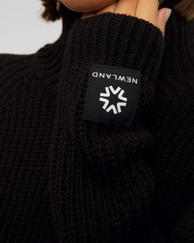 Maglione nero a collo alto in lana da donna Newland Vesta