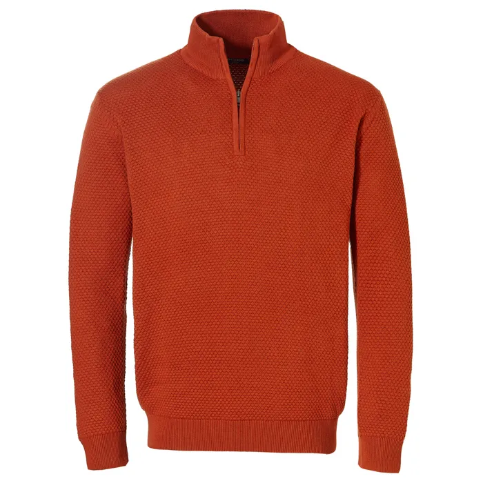 Maglione Pre End in maglia fine con struttura e zip Brique