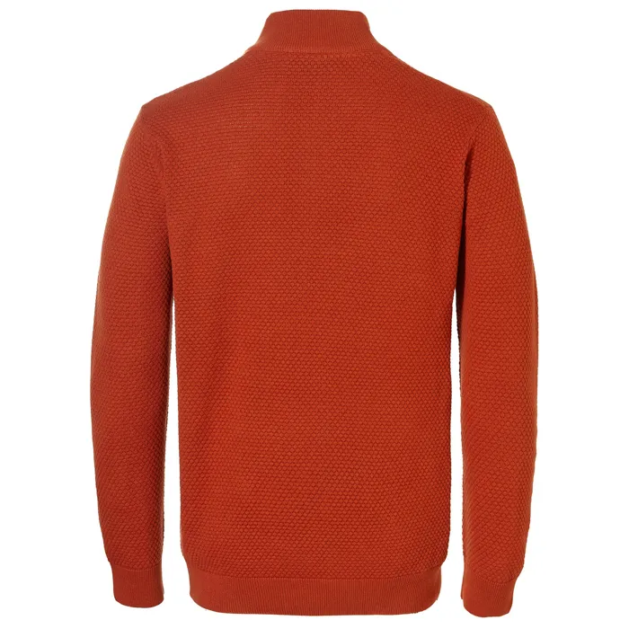 Maglione Pre End in maglia fine con struttura e zip Brique