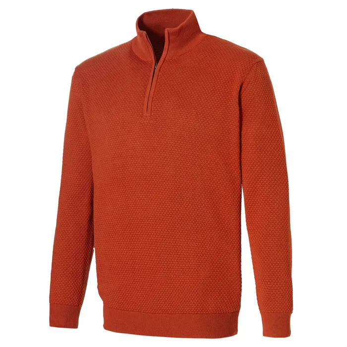 Maglione Pre End in maglia fine con struttura e zip Brique