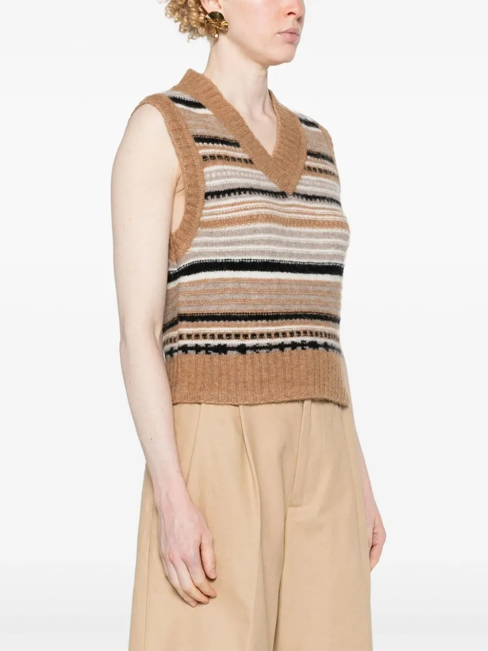 Maglione smanicato a righe