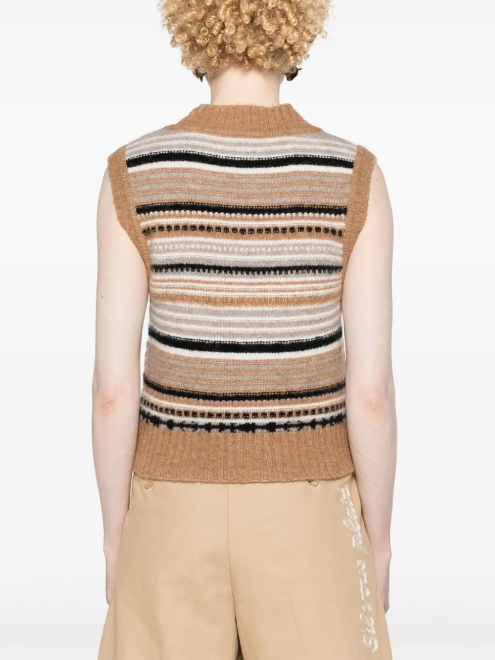 Maglione smanicato a righe
