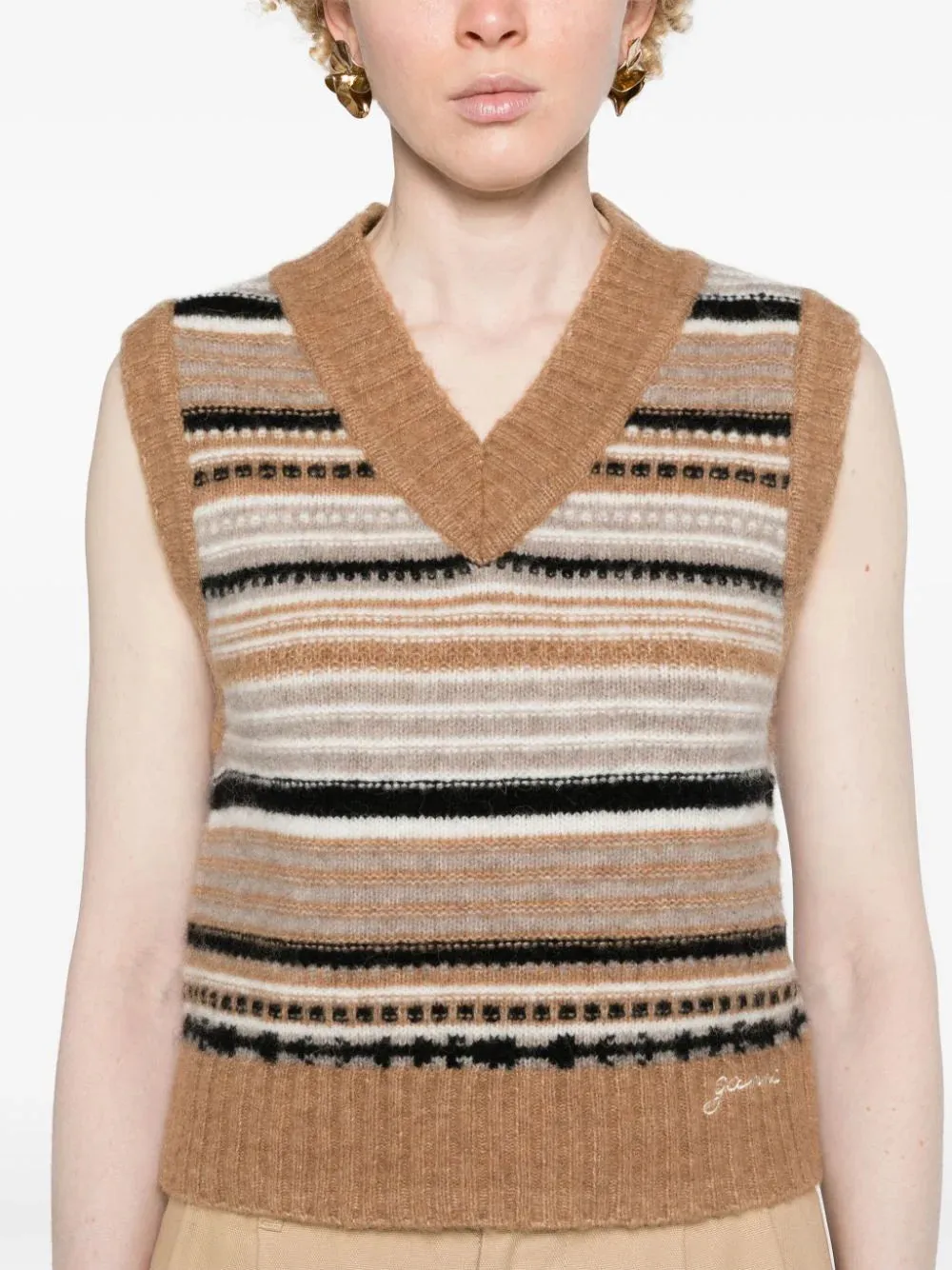 Maglione smanicato a righe