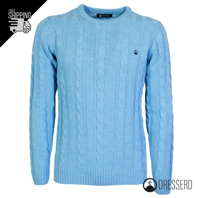 Maglione Uomo con Trecce Dresserd in lana girocollo uomo, Maglie invernali