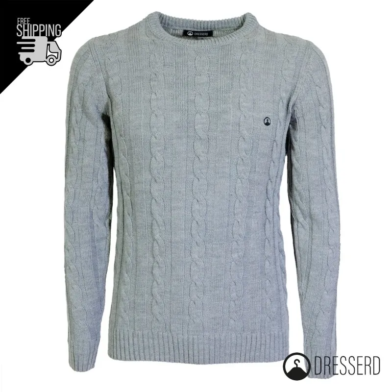 Maglione Uomo con Trecce Dresserd in lana girocollo uomo, Maglie invernali