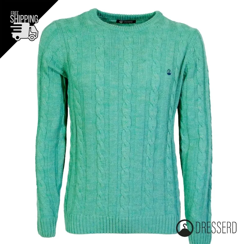 Maglione Uomo con Trecce Dresserd in lana girocollo uomo, Maglie invernali