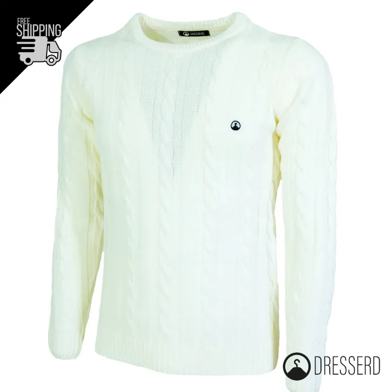 Maglione Uomo con Trecce Dresserd in lana girocollo uomo, Maglie invernali