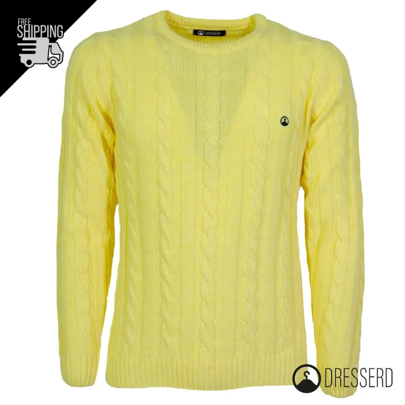 Maglione Uomo con Trecce Dresserd in lana girocollo uomo, Maglie invernali