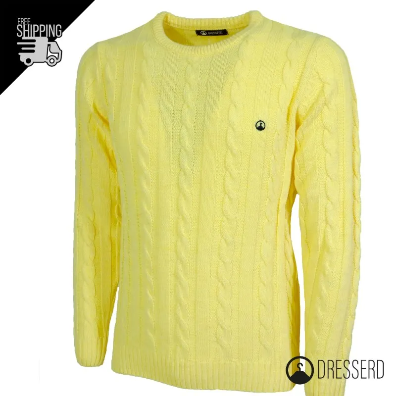 Maglione Uomo con Trecce Dresserd in lana girocollo uomo, Maglie invernali
