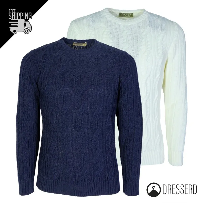 Maglione Uomo Girocollo trama Lavorata tessuto invernale Maglia con top Dresserd