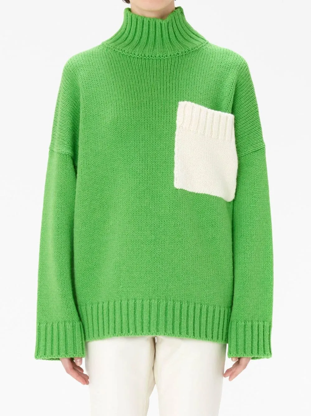 maglione verde mela con taschino
