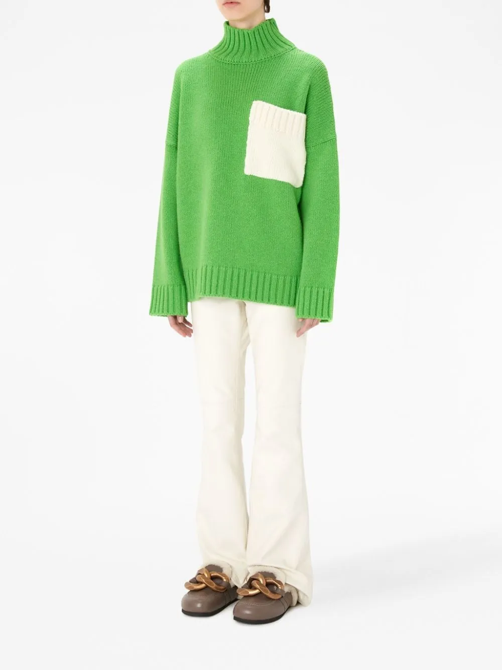 maglione verde mela con taschino