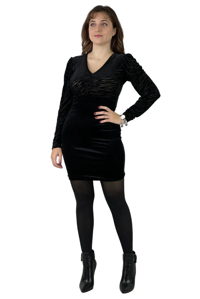 Maidoma abito mini aderente in georgette e velluto ai22f284/ma114