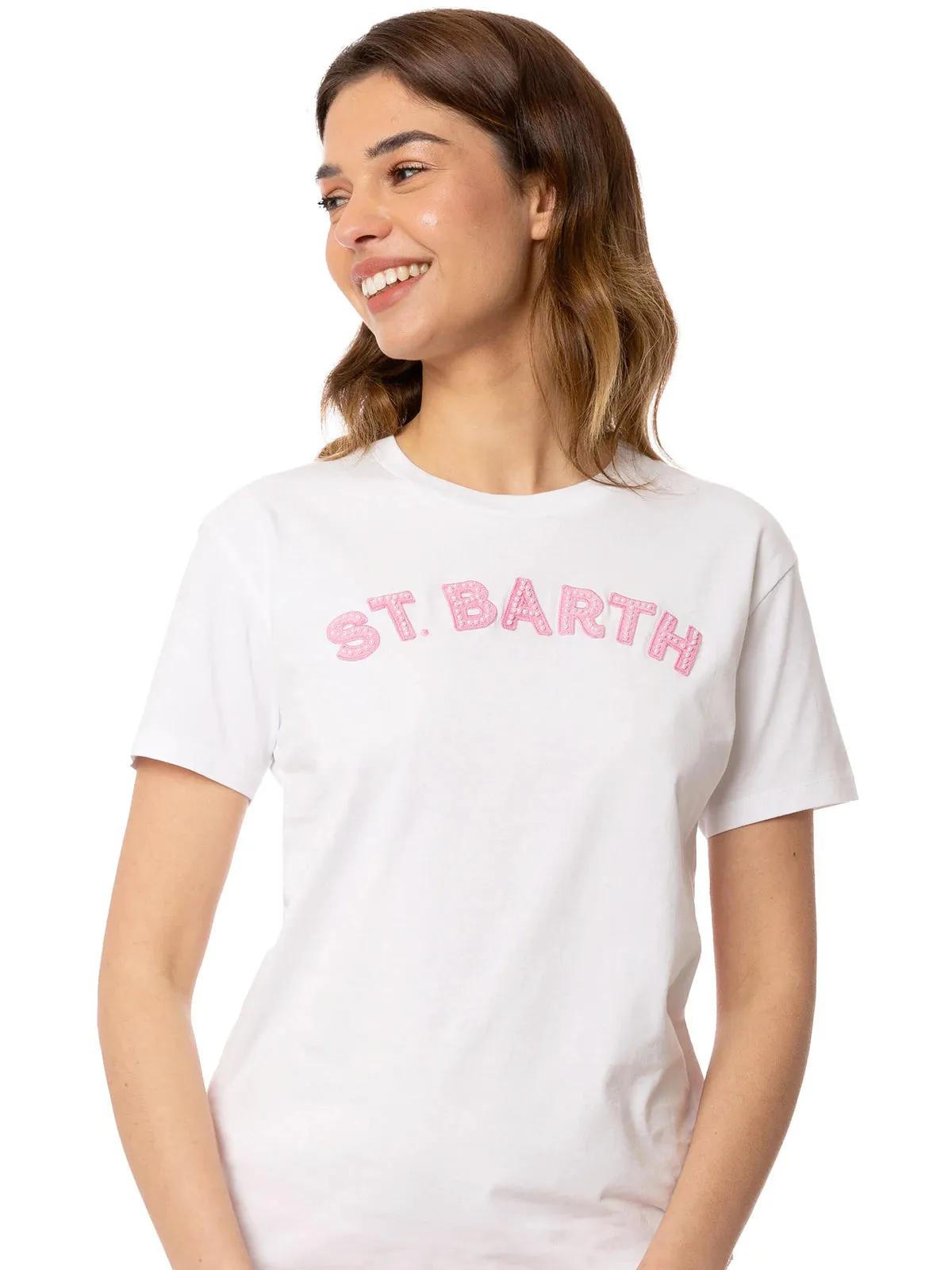 Mc2 Saint Barth T-Shirt with Embroidery / White
