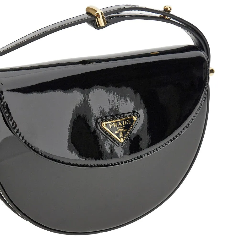 Mini borsa a tracolla in vernice con pattina