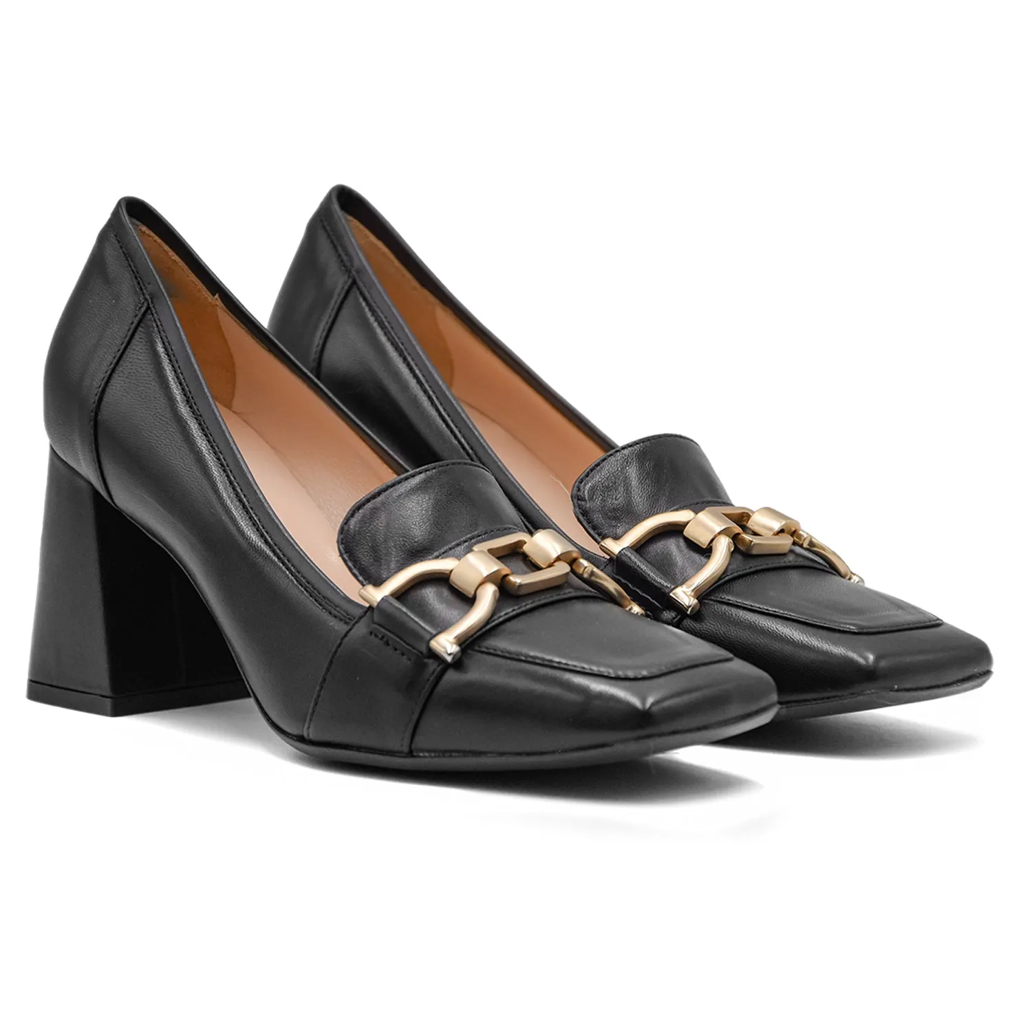 Mocassini Nero Matteo Pitti Con Catena In Metallo Frontale Donna