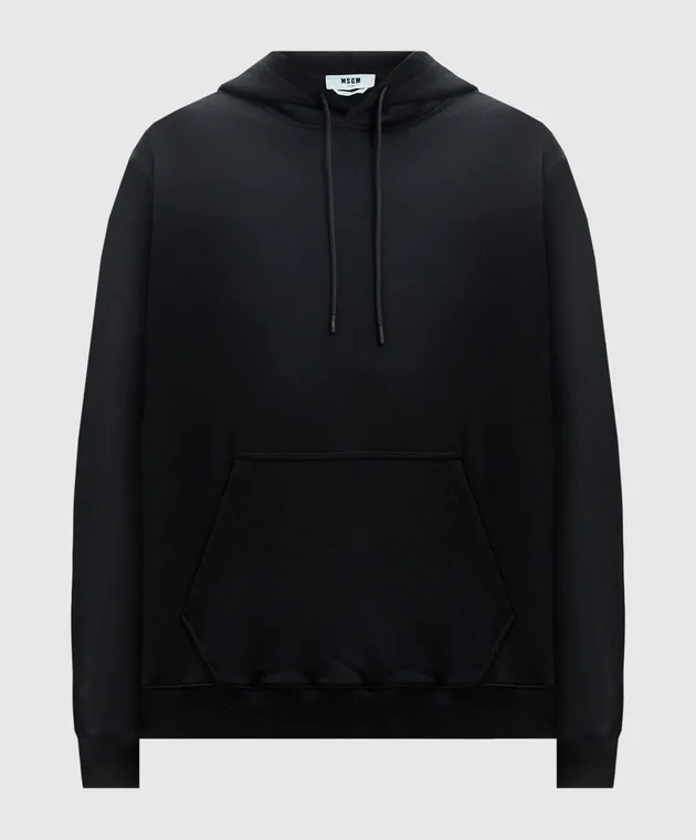 MSGM Felpa nera con cappuccio con logo a contrasto 2000MM535200000