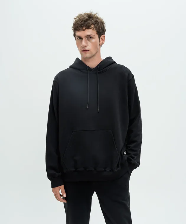 MSGM Felpa nera con cappuccio con logo a contrasto 2000MM535200000