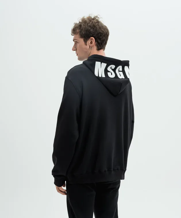 MSGM Felpa nera con cappuccio con logo a contrasto 2000MM535200000