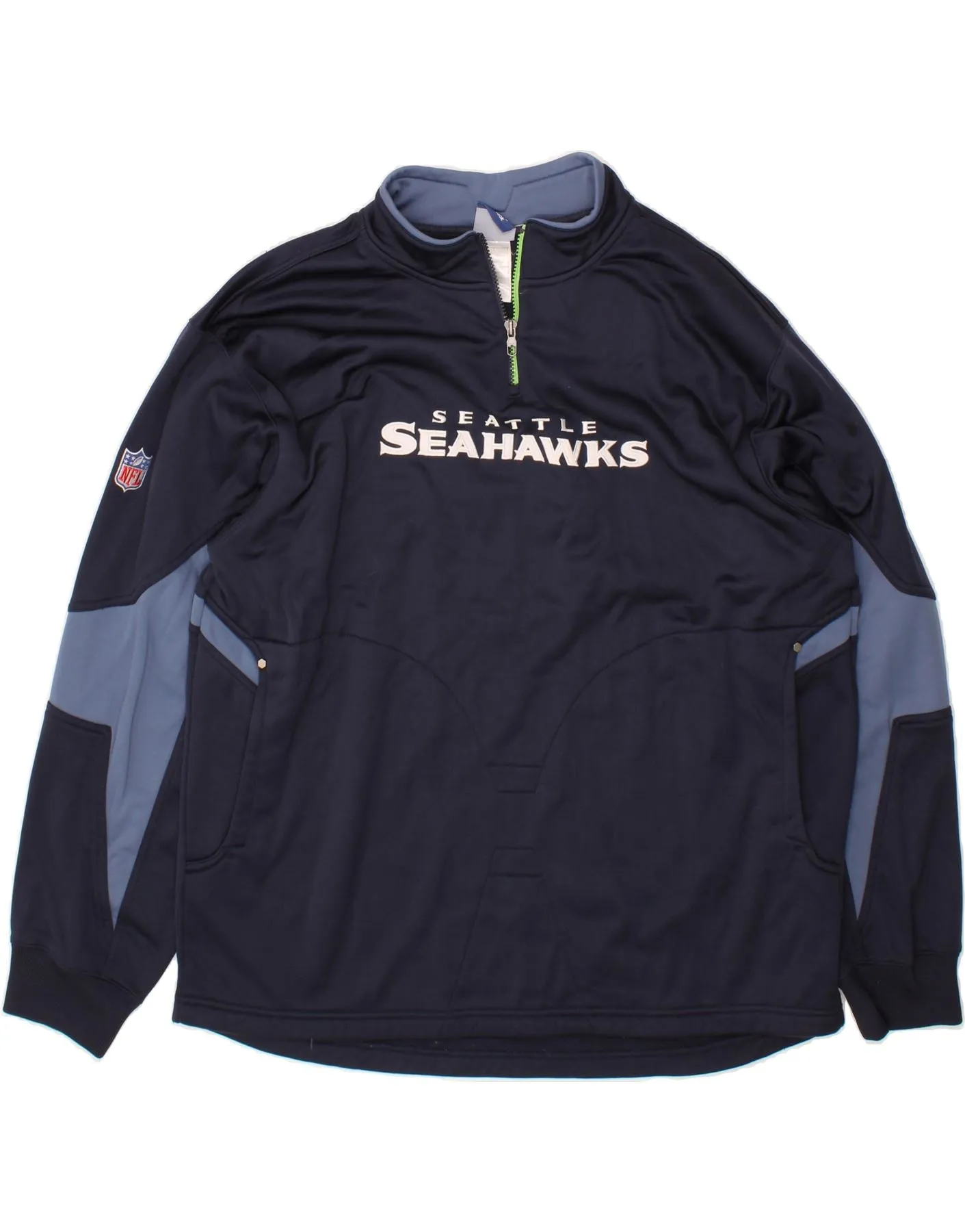NFL Mens Seattle Graphic Pullover Tracksuit Top 2XL Navy Blue Colourblock