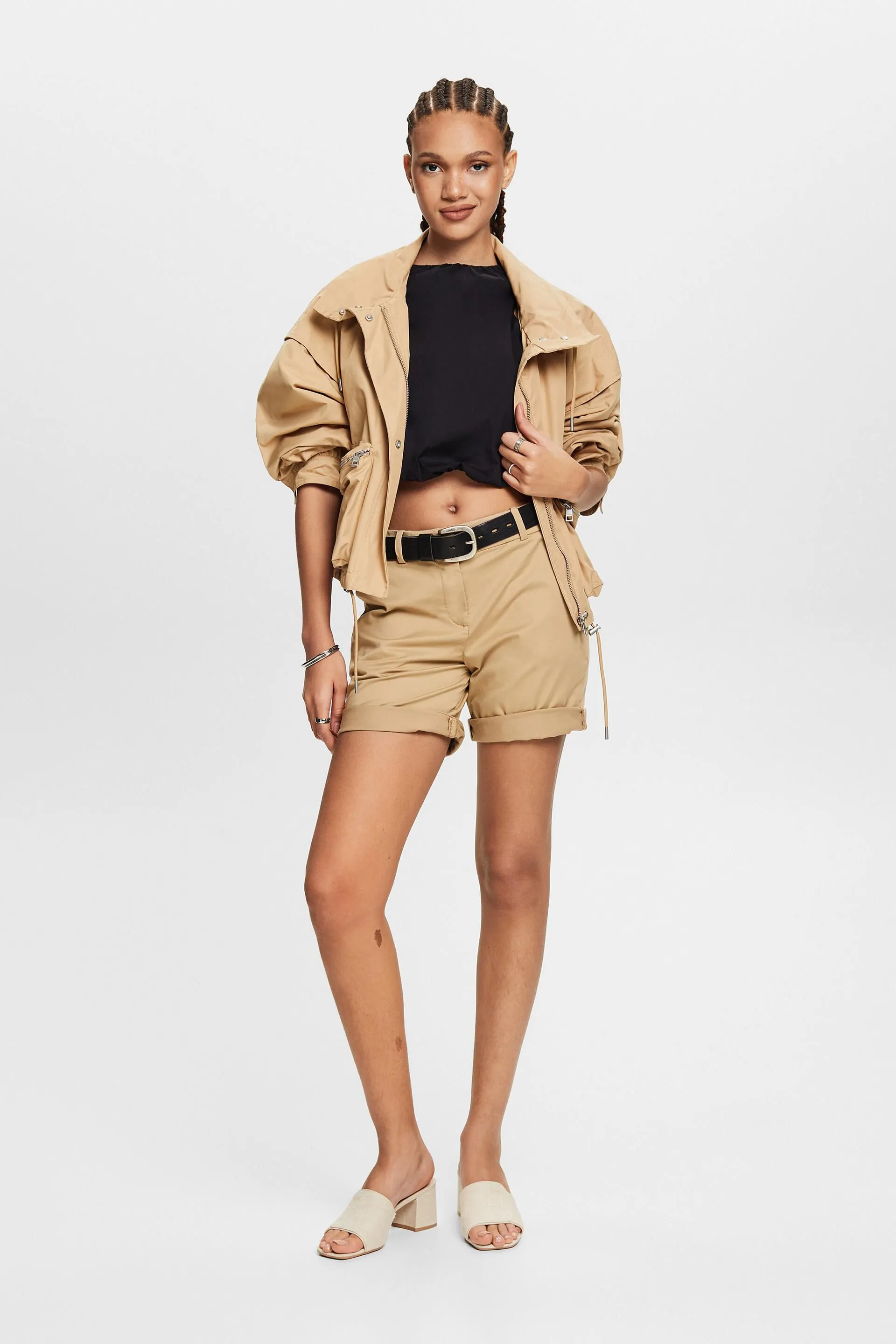 Pantaloncini in twill con risvolto
