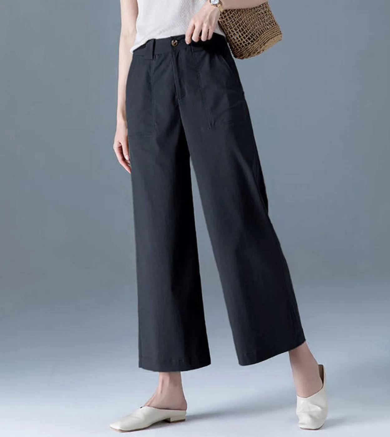 Pantaloni cachi dritti a vita alta da donna di nuova moda primavera autunno pantaloni larghi larghi in cotone casual abbinati V5