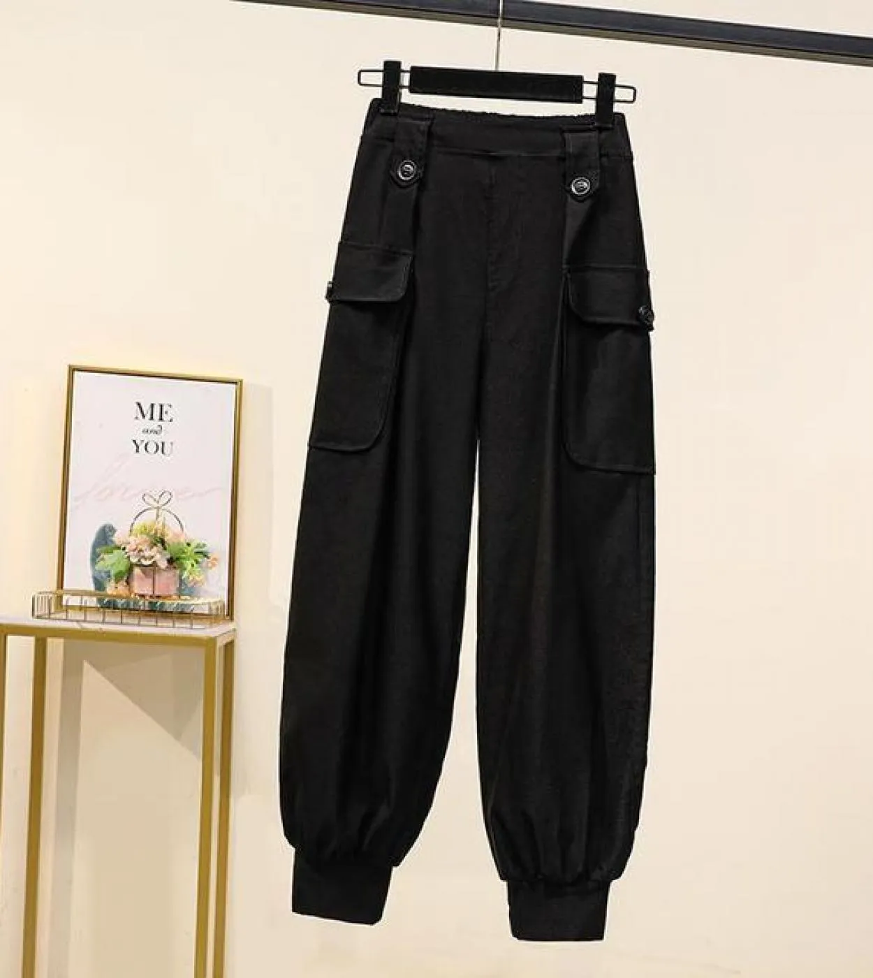 Pantaloni larghi solidi a vita alta da donna di nuova moda primavera autunno pantaloni larghi Harem casual a doppia tasca taglia