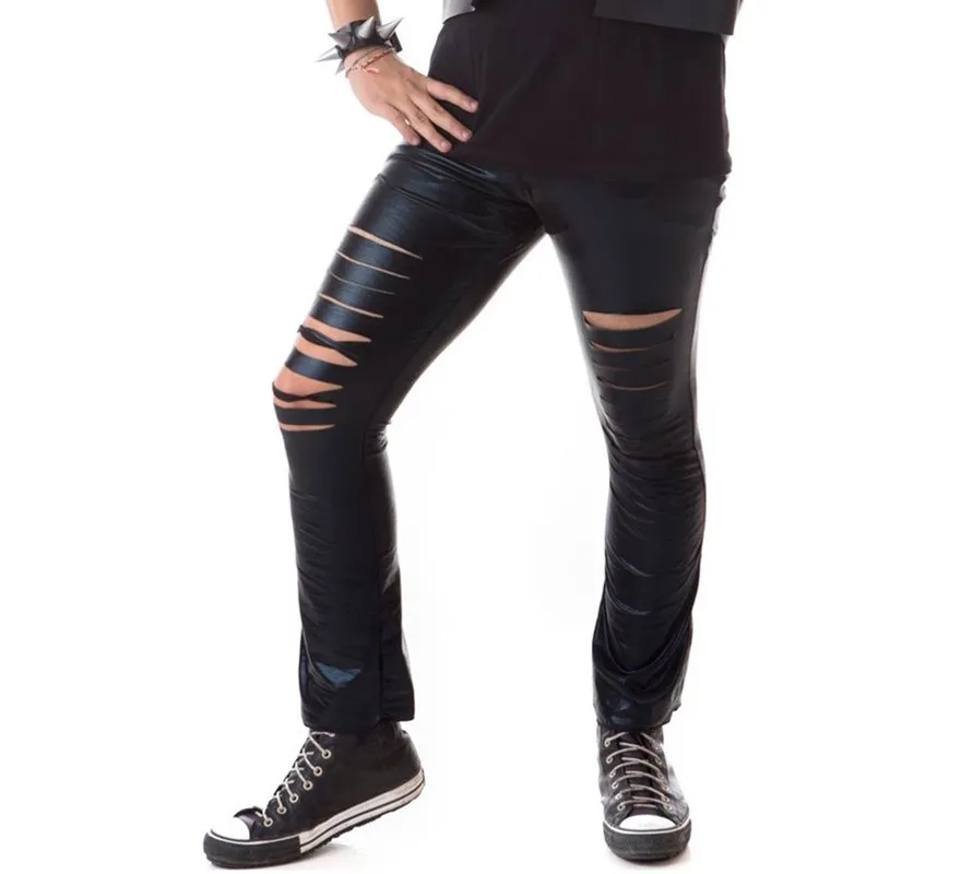 Pantaloni tagliati punk neri per adulti