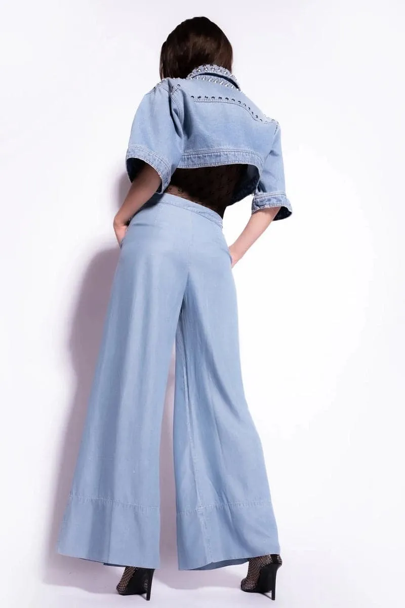 PANTALONI WIDE-LEG DENIM LYOCELL
