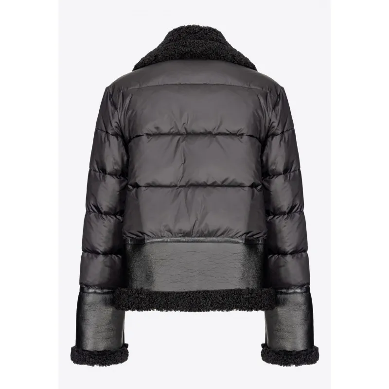 PINKO piumino ISIDE con dettagli effetto montone BLACK