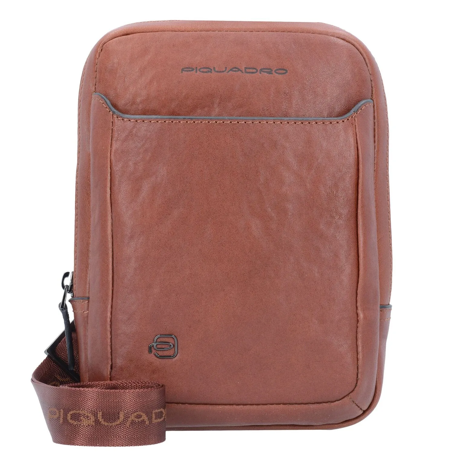 Piquadro Borsa a tracolla quadrata nera in pelle 17 cm