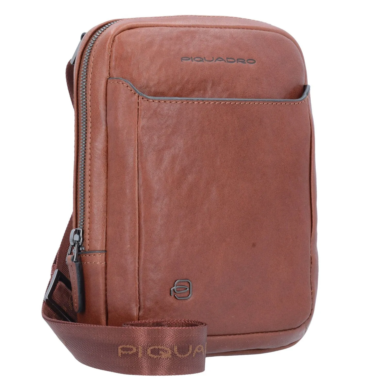 Piquadro Borsa a tracolla quadrata nera in pelle 17 cm