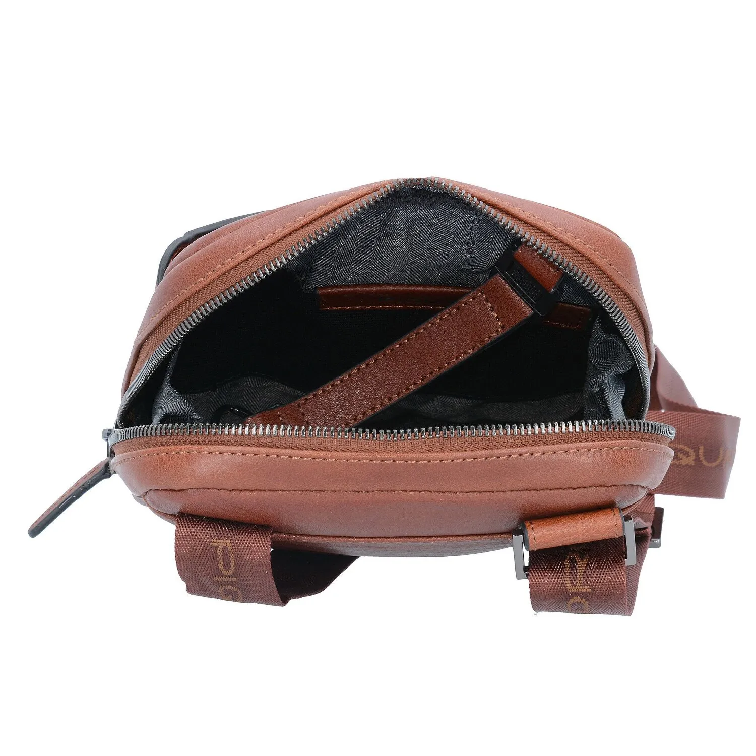 Piquadro Borsa a tracolla quadrata nera in pelle 17 cm