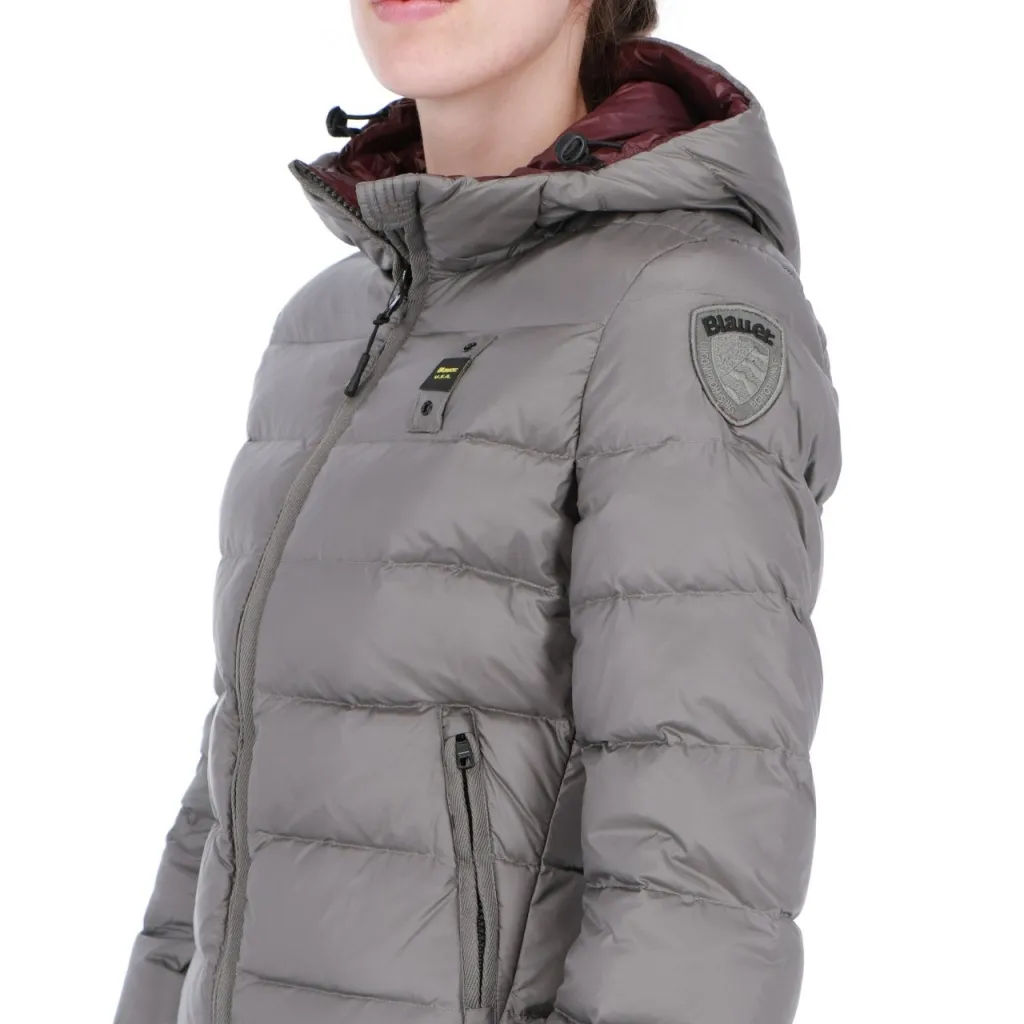 Piumino Blauer Usa Donna Corto Cappuccio 952NA GRIGIO