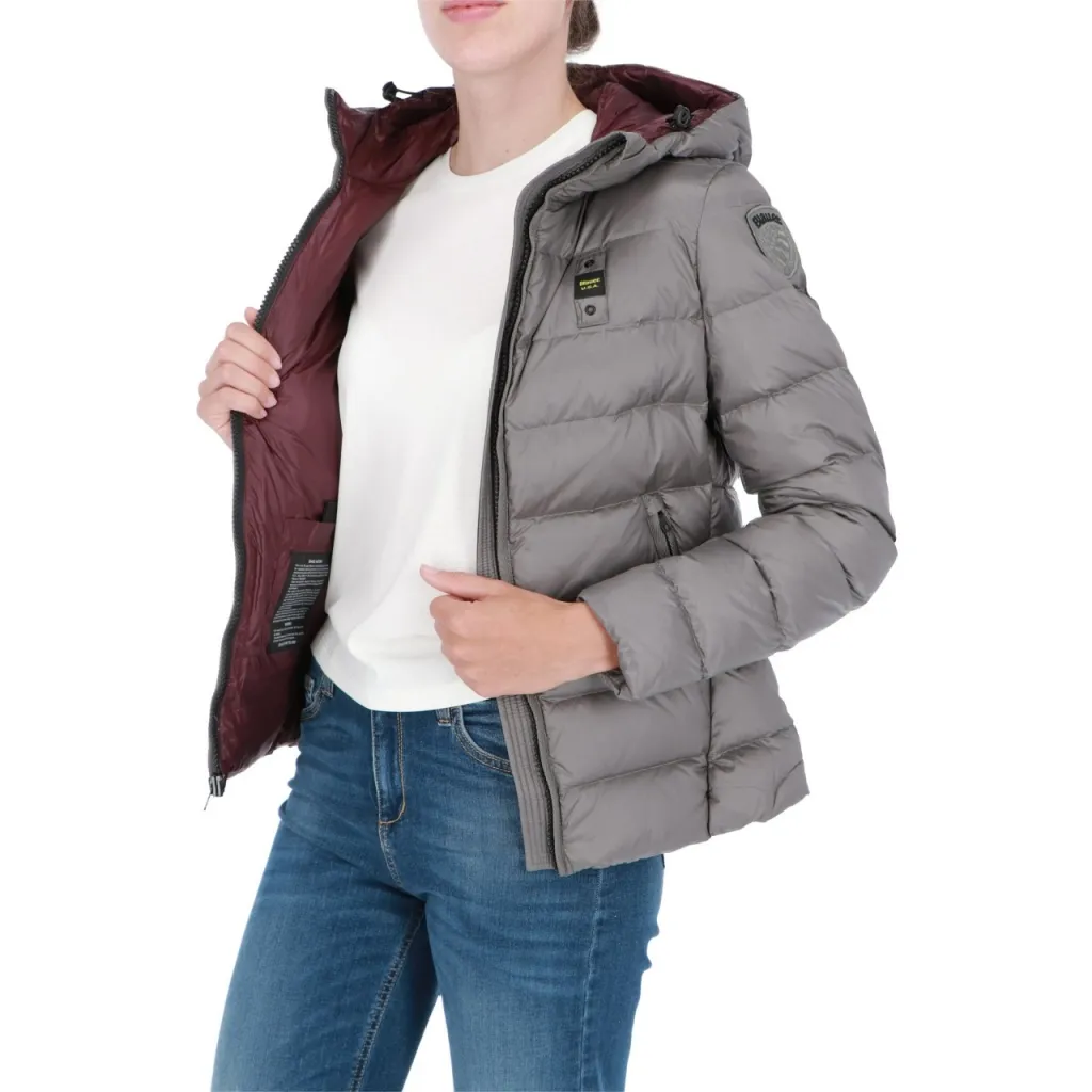 Piumino Blauer Usa Donna Corto Cappuccio 952NA GRIGIO