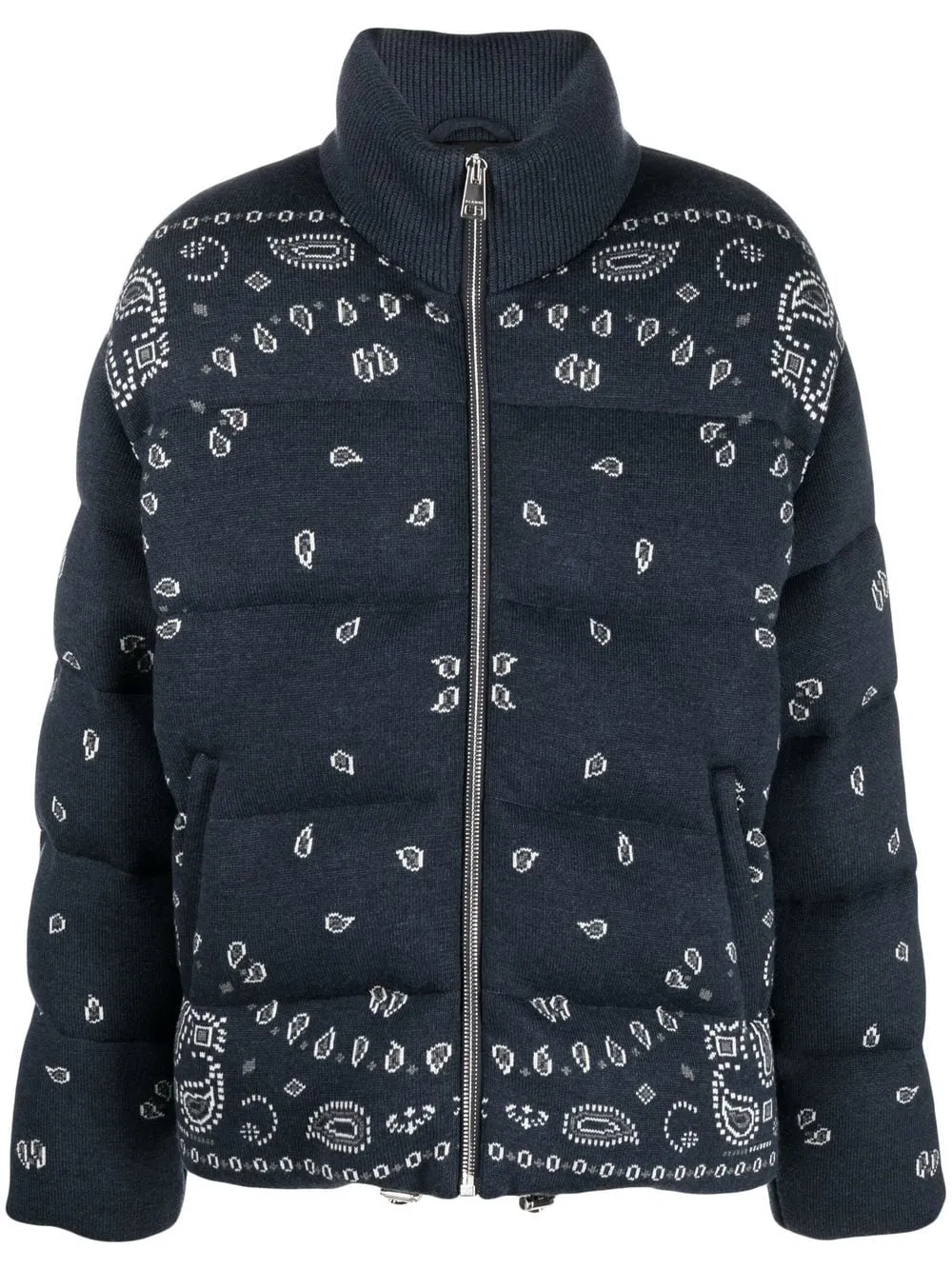 Piumino imbottito con stampa jacquard in blu - uomo
