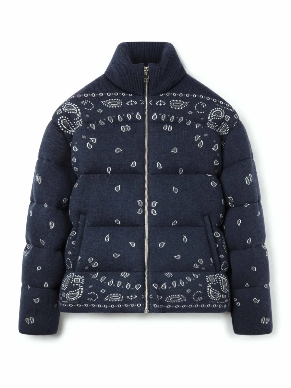 Piumino imbottito con stampa jacquard in blu - uomo