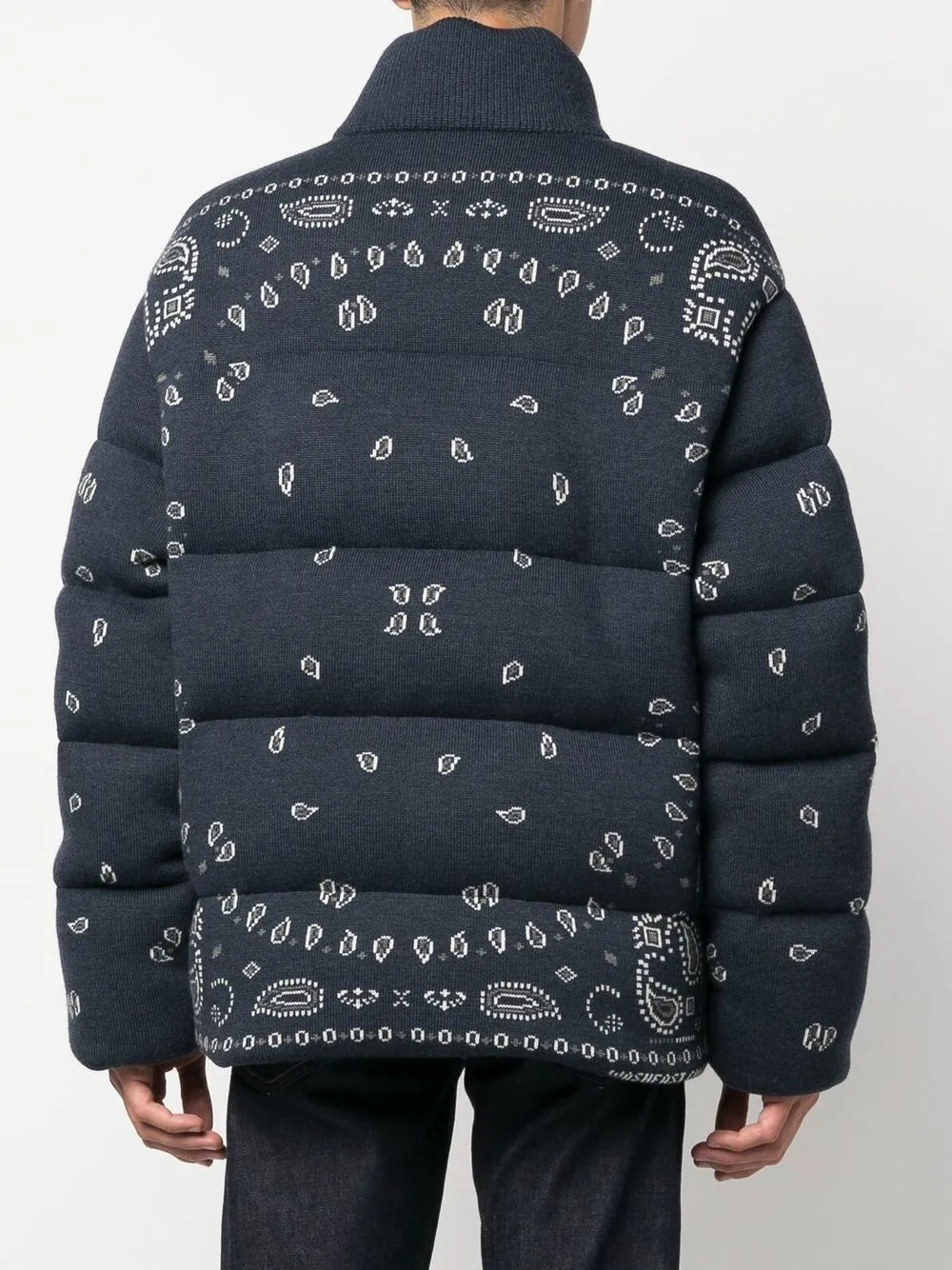 Piumino imbottito con stampa jacquard in blu - uomo