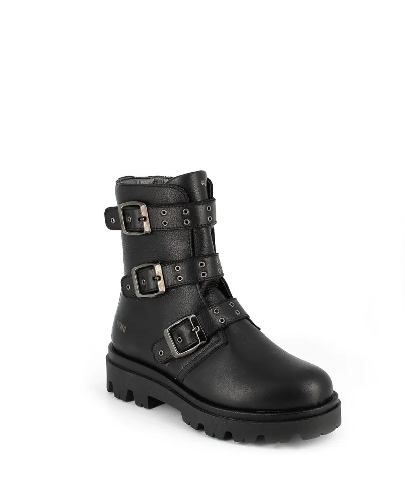PRIMIGI 8443500 anfibio stivaletto biker pelle fibbie strappi