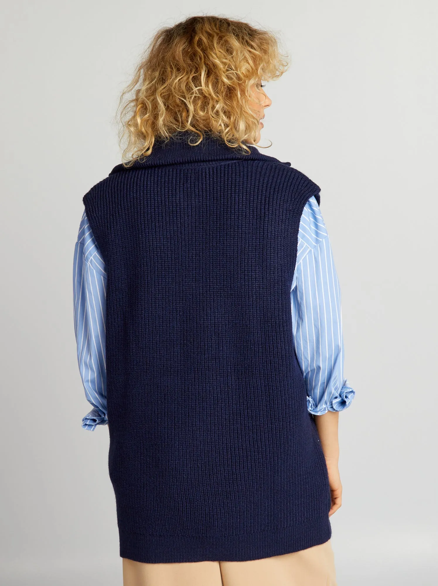 Pull trucker senza maniche - BLU