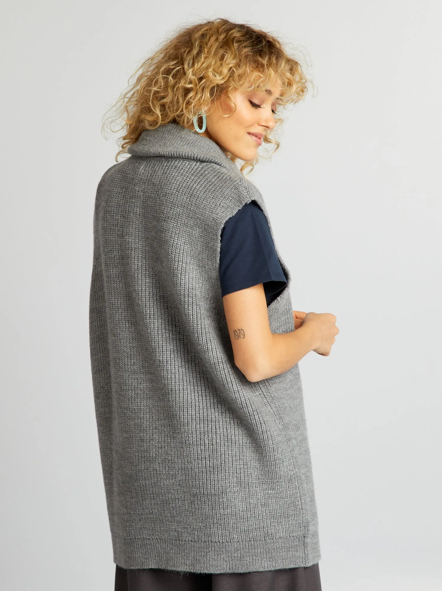 Pull trucker senza maniche - grigio