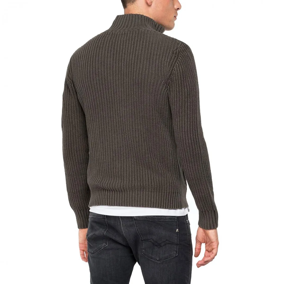 Pullover A Collo Alto E Zip, Verde