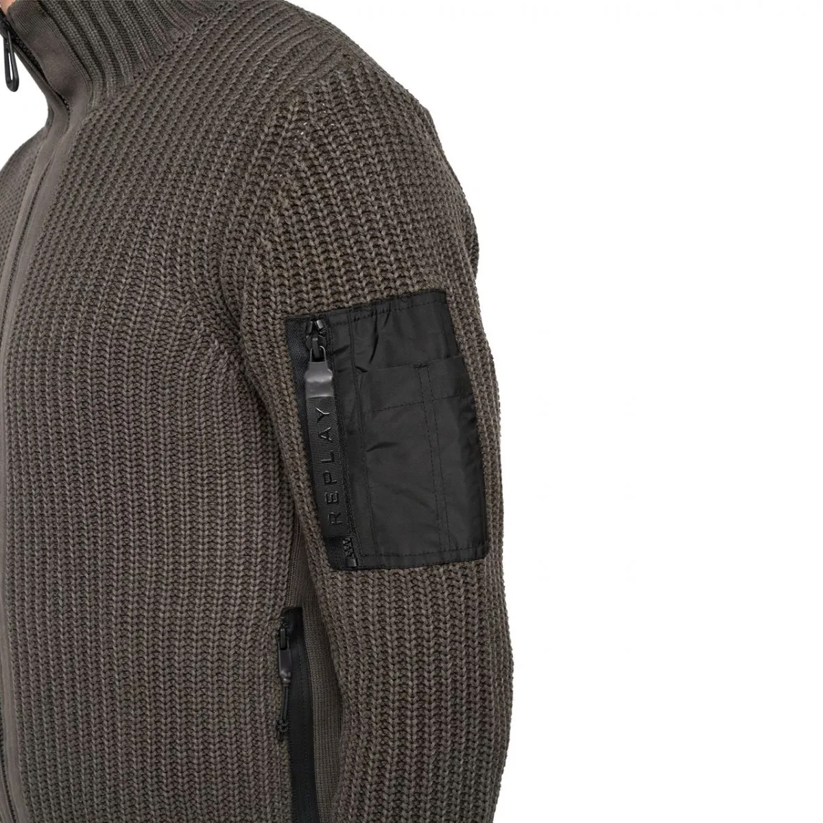 Pullover A Collo Alto E Zip, Verde