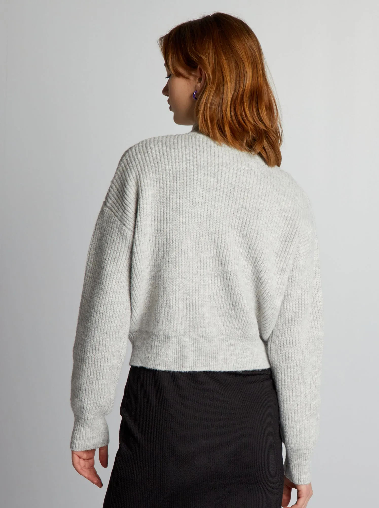 Pullover a maglia grossa traforato - GRIGIO