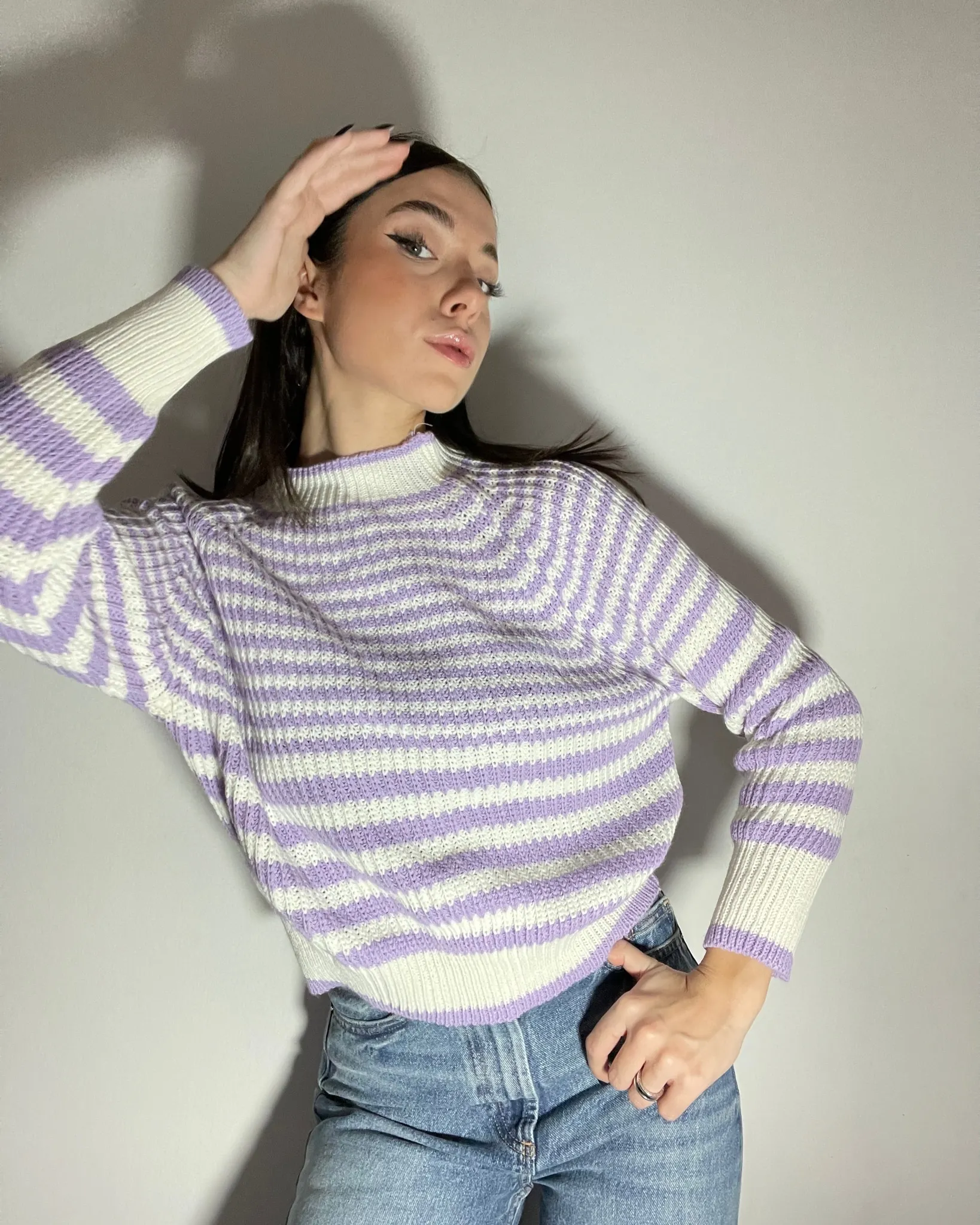 Pullover collo alto a righe - LILLA