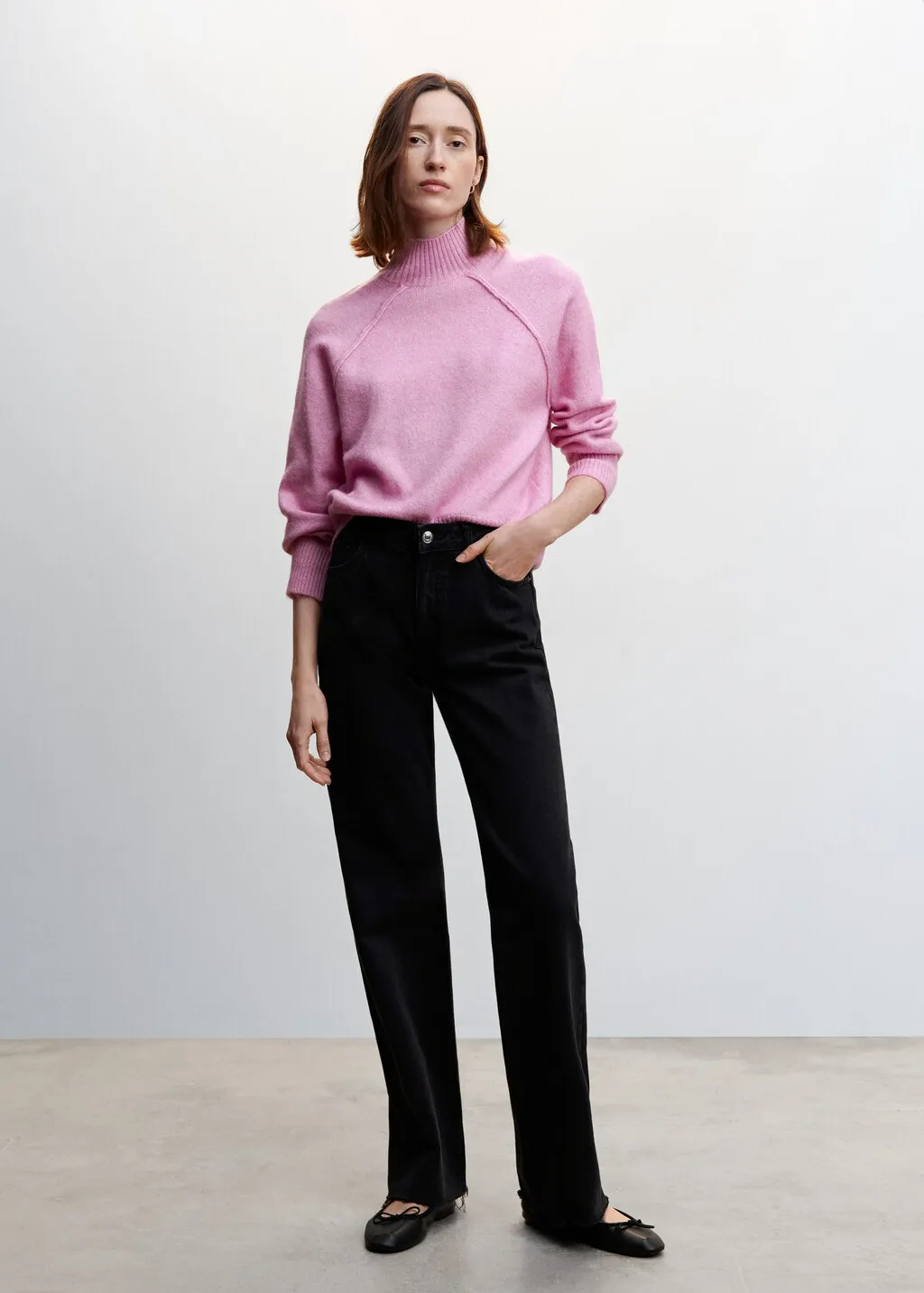 Pullover collo alto cuciture
