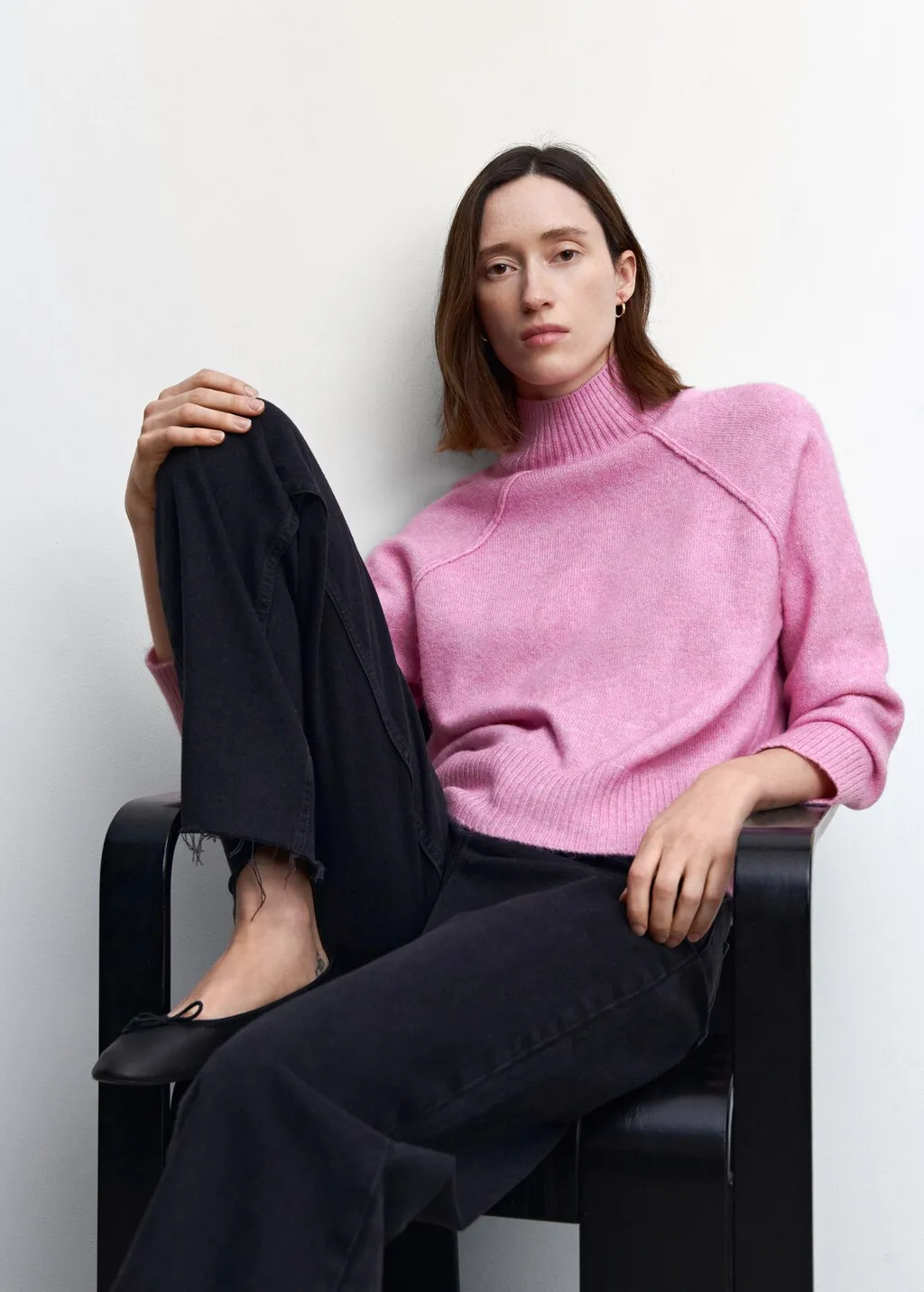 Pullover collo alto cuciture