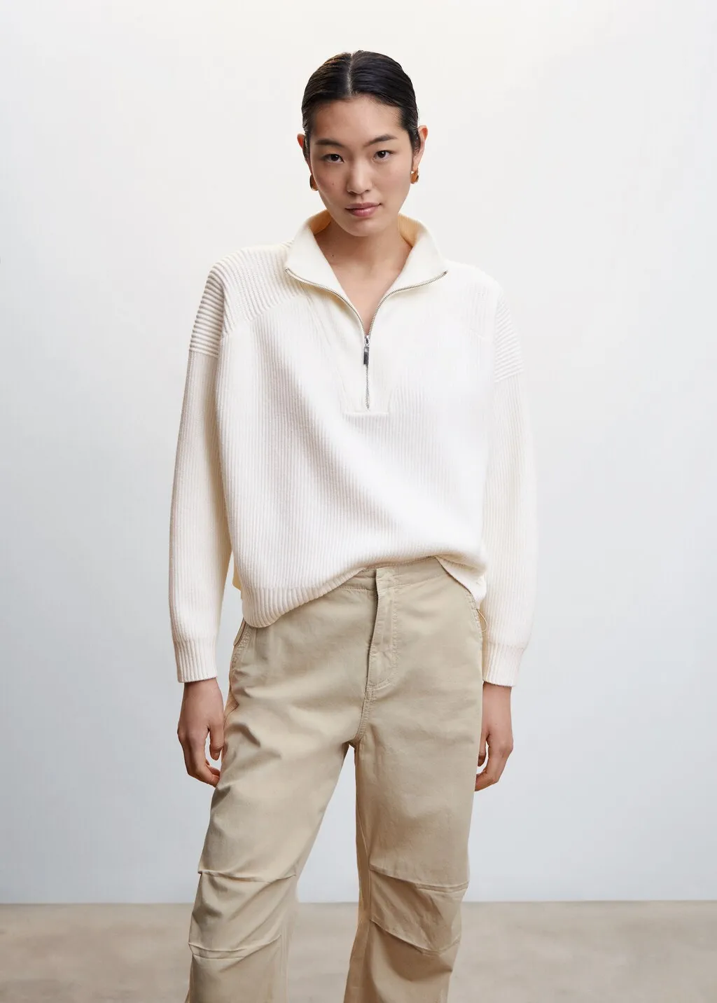 Pullover collo alto zip
