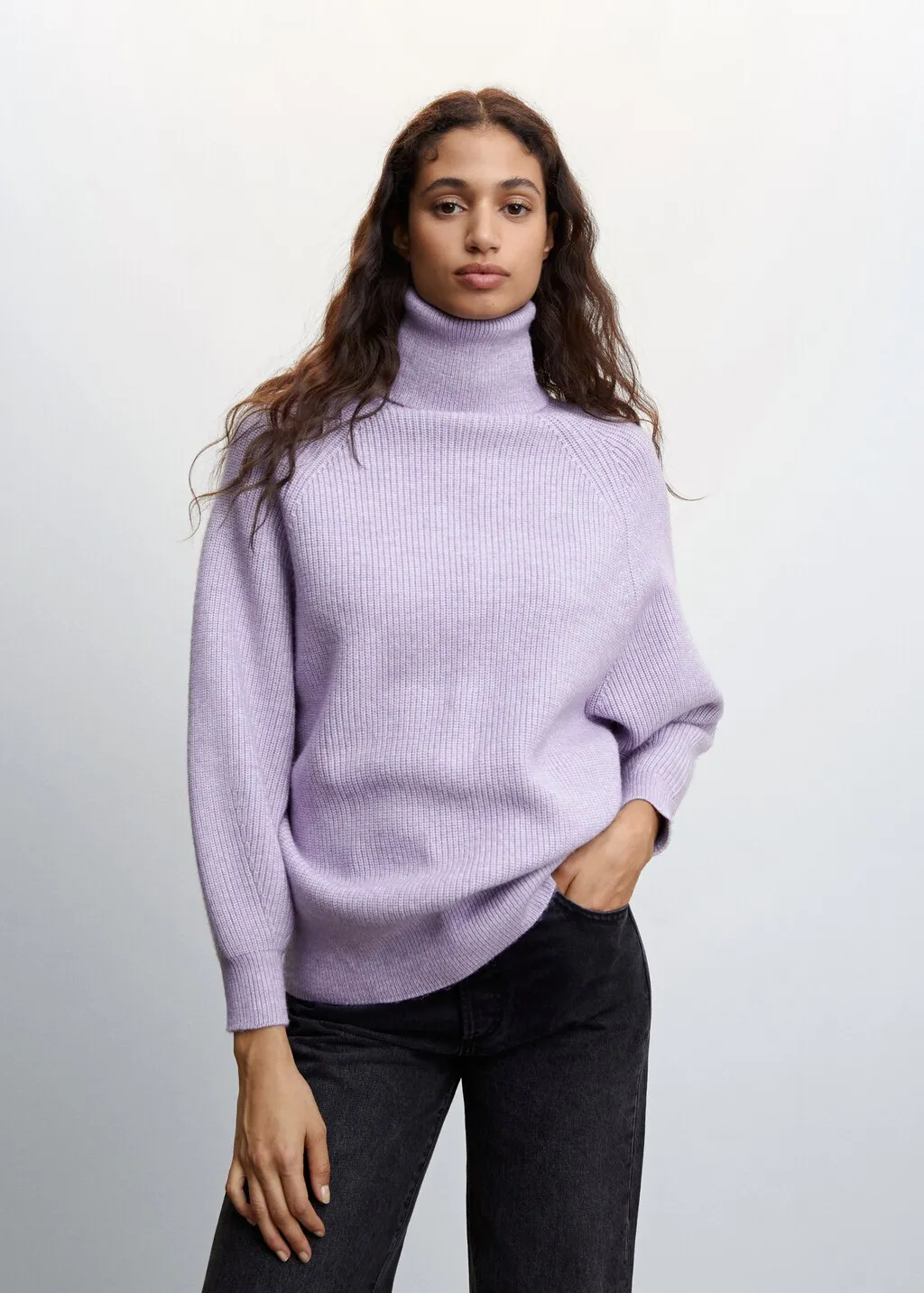 Pullover coste collo con risvolto